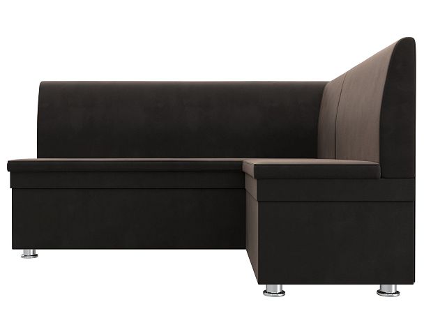 Кухонный угловой диван Уют правый (полностью велюр коричневый) - Вид 2