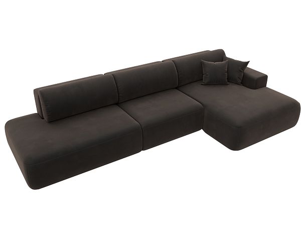 Диван угловой Лига-036 Модерн Лонг правый угол Велюр коричневый - Вид 5