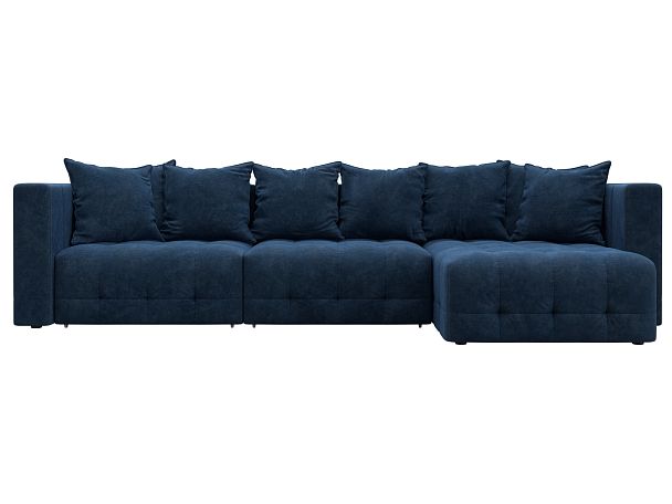 Диван угловой Лига-052 НПБ Лонг угол универсальный Велюр синий - Вид 2