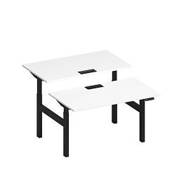 Рабочая станция на электроприводе с заглушками Elevo А2 ЧР 102 БП белый премиум / черный гладкий - Фото предпросмотра