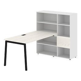 Стол-стеллаж ELRST 1215 Ясень Траун/Черный/Белый 1790х1250х1355 EDIS - Фото предпросмотра