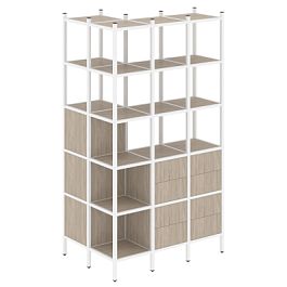 Loft Угловой внешний стеллаж наборный VR.L-54 Дуб аттик/Белый металл 862*1278*2280 - Фото предпросмотра