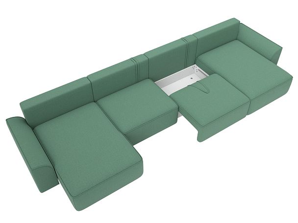 Диван п-образный Лига-048 НПБ лонг Рогожка зеленый - Вид 7