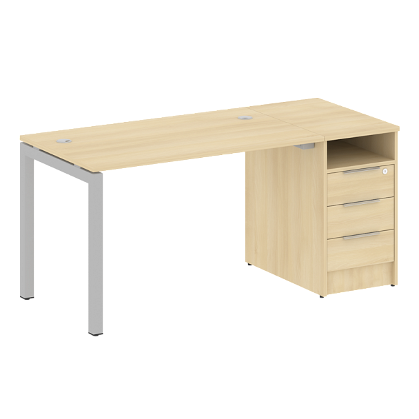 Metal System Quattro Р. ст. с тумбой на П-образном м/к 50БП.РС-СТП-1.2 Акация/Серый металл 1612*720*750 - Вид 1