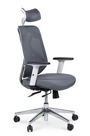 Кресло офисное / Имидж gray / белый пластик / серая сетка / серая ткань - Фото предпросмотра