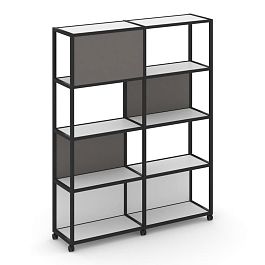 Shelf Mobile Стеллаж 5 уровней 2 секции VR.LT-STK-514.08 Белый Бриллиант/Металл Черный/W-26 1570*400*2000 - Фото предпросмотра