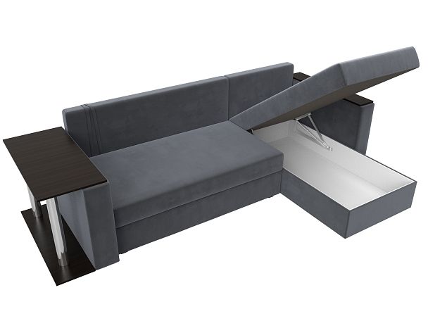 Угловой диван Атланта Лайт правый (полностью велюр серый) - Вид 9