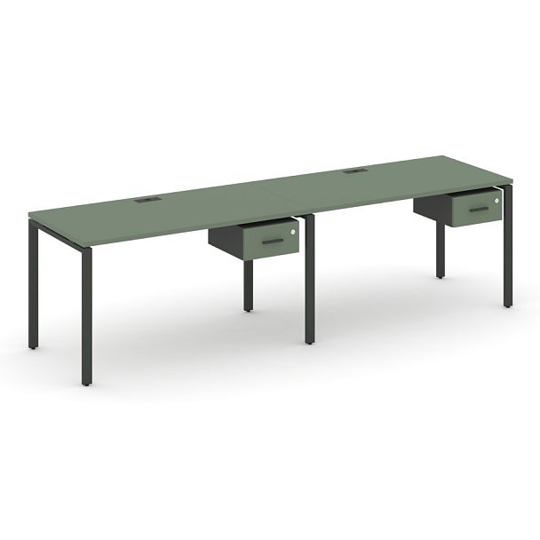 Concept Рабочая станция односторонняя с подвес. тумбами 2 места CN.ORS-109 W Кобо/Антрацит/Металл Антрацит 1960*720*750 - Вид 1