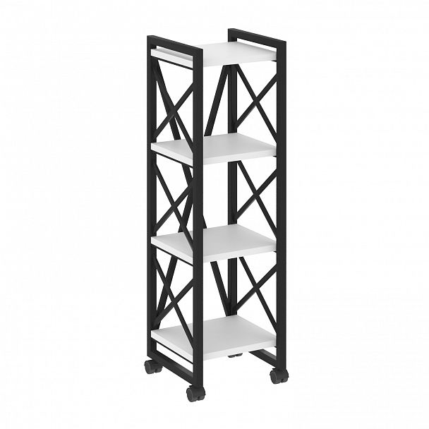 Стеллаж на колесах "Loft" VR.L-MST.K-4.4 белый бриллиант/черный - Вид 1