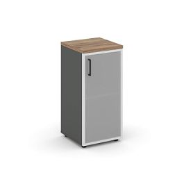 Style Project Шкаф низкий узкий SN.STU.E-303(R) Антрацит/Дуб Табак/Сатин/Черный Ручки 400*400*833 - Фото предпросмотра