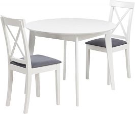 Обеденная группа стол раздвижной Норден D100 Белый и 2 стула Бергольф Белый/Серый велюр - Фото предпросмотра