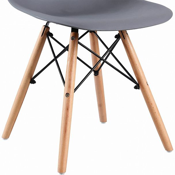Стулья BRABIX "Eames CF-010", КОМПЛЕКТ 4 шт., пластик серый, опоры дерево/металл, 532632, 2033A - Вид 7
