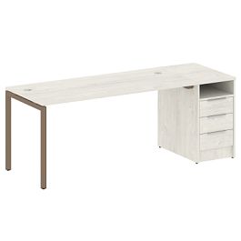 Metal System Quattro Р. ст. с тумбой на П-образном м/к 40БП.РС-СТП-1.4 Дуб наварра/Мокко металл 2012*720*750 - Фото предпросмотра