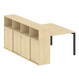 Метал Систем Куатро / Metal System Quattro Р. ст. с шкафом-купе на П-образном м/к 50БП.РС-СШК-4.2 Т Акация/Антрацит металл 1610*2332*1098 - Фото предпросмотра