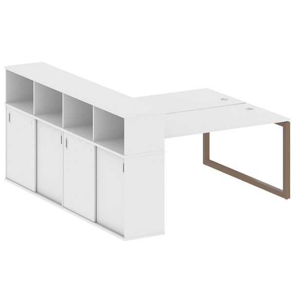 Metal System Quattro Р. ст. с шкафом-купе на О-образном м/к 50БО.РС-СШК-4.4 Т Белый/Мокко металл 2010*2332*1098 - Вид 1