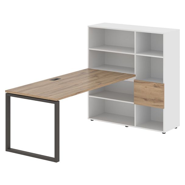 Стол-стеллаж EQRST 1217 Дуб Денвер светлый/Мокко/Белый 2190х1250х1355 EDIS - Вид 1