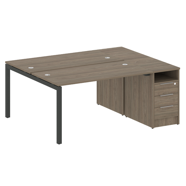 Metal System Quattro Р. ст. с тумбой на П-образном м/к 50БП.РС-СТП-2.3 Вяз/Антрацит металл 1812*1475*750 - Вид 1