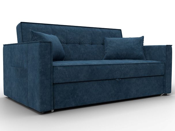 Диван прямой Лига-104 (140) Велюр синий - Вид 1