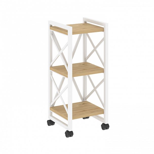 Стеллаж на колесах "Loft" VR.L-MST.K-3.4 тиквуд светлый/белый - Вид 1