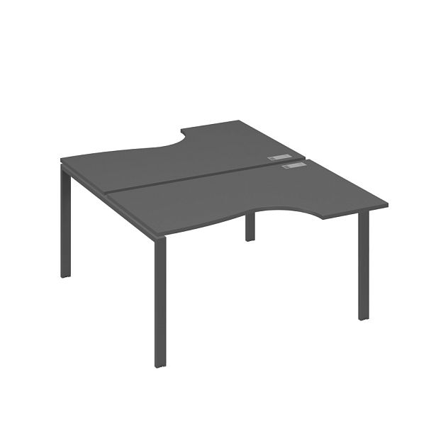 Рабочая станция (2х140) каркас UNO со столами Классика A4 А4 Б1 184 БП антрацит премиум / металлокаркас антрацит - Вид 1