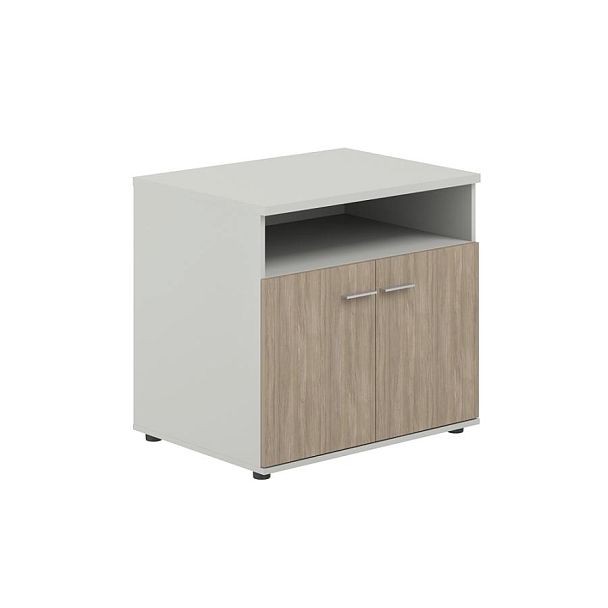 Тумба сервисная 802х600х750 с нишей, 2 фасадами / корпус: серый бархат; фасады: дуб темный Сигма / Sigma - Вид 1