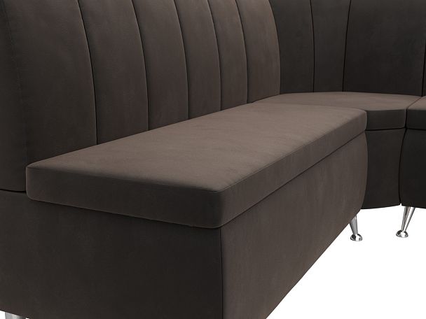 Кухонный угловой диван Кантри правый (полностью велюр коричневый) - Вид 4