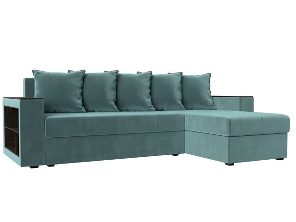 Диван угловой Дубай Лайт угол правый (полностью велюр бирюзовый) - Вид 1