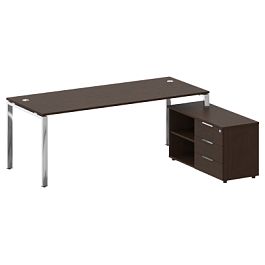 Metal System Direct Стол руковододителя с тумбой правый БГ.СРТ-6.8 (R) Венге/Нерж. сталь 2100*1620*750 - Фото предпросмотра