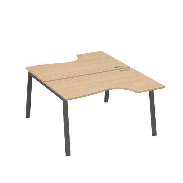 Рабочая станция столы (2х140) эргономичные Классика каркасTRE A4 А4 Б3 184  БП натуральный дуб / металлокаркас антрацит - Вид 1