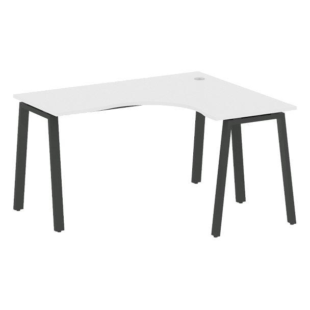 Metal System Стол криволинейный правый на А-образном м/к БА.СА-3 (R) Белый/Антрацит металл 1400*1200*750 - Вид 1