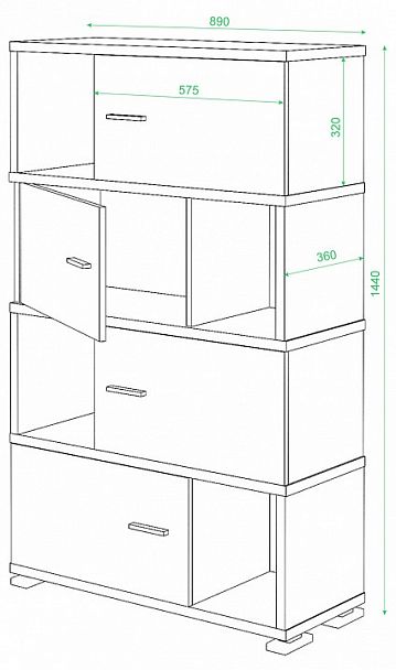 Тумба комбинированная Домино СБ-30/4 Белый/Нельсон - Вид 2