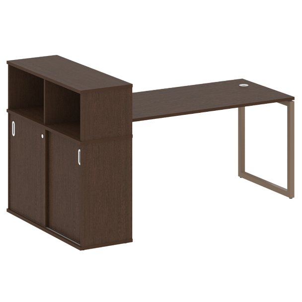 Metal System Quattro Стол письменный с шкафом-купе на О-образном м/к 40БО.РС-СШК-3.4 Т Венге/Мокко металл 2010*1120*1098 - Вид 1