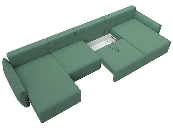 Диван П-образный Лига-051 НПБ Лонг Рогожка зеленый - Вид 7