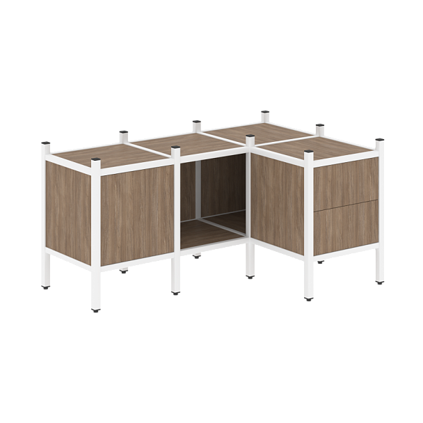 Loft Угловой внутренний стеллаж наборный VR.L-26 Дуб аризона/Белый металл 1278*862*636 - Вид 1