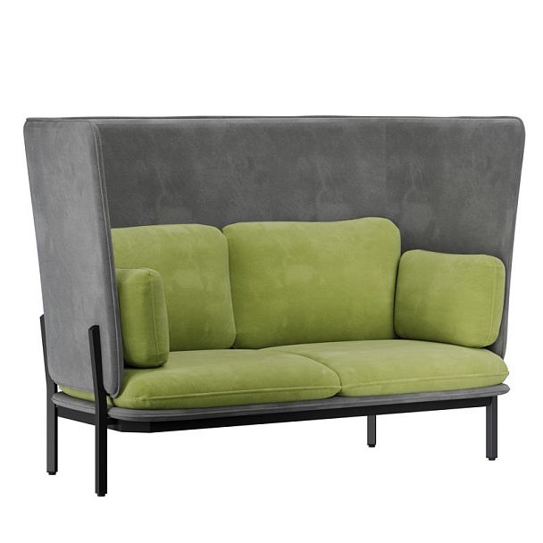 Stato Диван двухместный  с высокой спинкой STA-02 Teddy 316/Teddy 35/Металл Черный 1820*900*1200 - Вид 1
