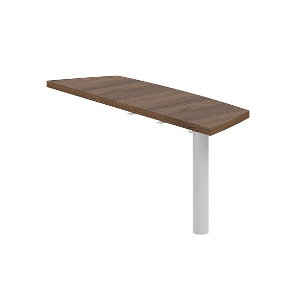 Приставка боковая Wing большая 500х1613х750 на опорную тумбу / цвет: дуб модена, опора табулярная серебрянный металлик, подставка ЛДСП для опорной тумбы - Вид 1