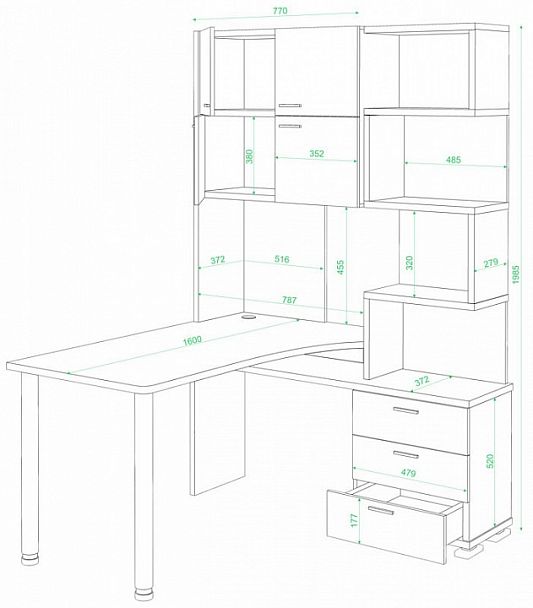 Стол компьютерный Домино нельсон СР-500М/160 Белый/Нельсон правый - Вид 2