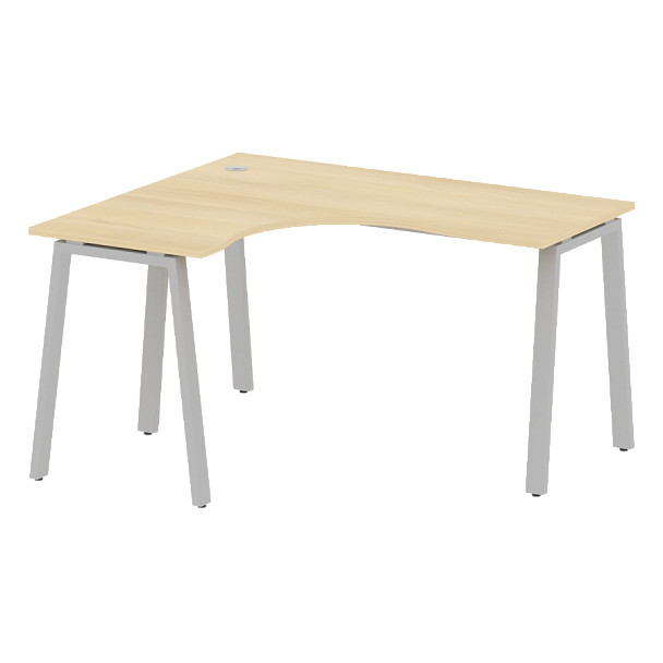 Metal System Стол криволинейный левый на А-образном м/к БА.СА-3 (L) Акация/Серый металл 1400*1200*750 - Вид 1