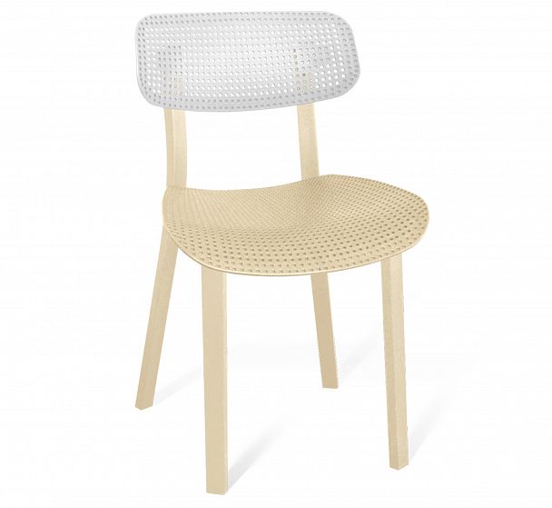 Стул Sheffilton SHT-S85 пластиковый бежевый белый/бежевый/бежевый - Вид 2