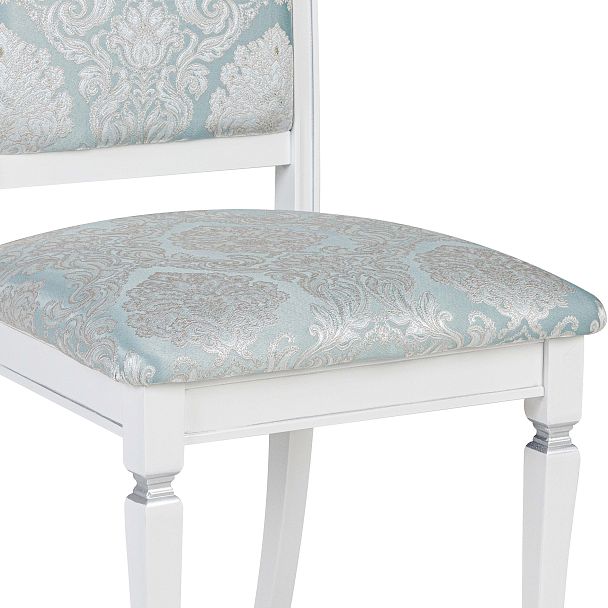 Комплект деревянных стульев с мягким сиденьем Бармс Белая эмаль серебрянная патина/Бирюзовый жаккард, 3 шт. - Вид 12