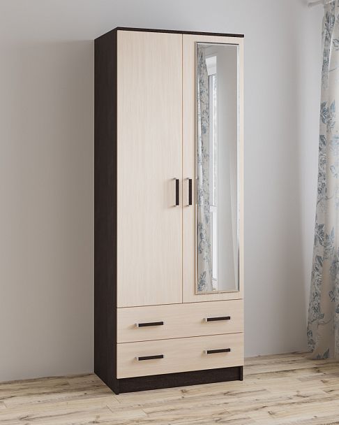 Шкаф комбинированный Лагуна-08 С/З (2100х800х510) венге/дуб молочный - Вид 1