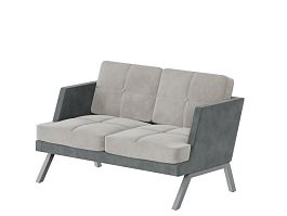 Aldo Диван двухместный с декором из пуговиц ALDB-02L Storm 022/Storm 017/Металл Серый 1430*875*890 - Фото предпросмотра