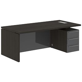 Стол письменный СП-064-25-23(R) Дуб Мореный/Серый глянец 2000х900х750 KANON - Фото предпросмотра