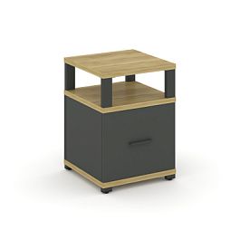Concept Тумба приставная 1 распаш. фасад с надставкой CN.TUP-006 W Дуб Винченцо/Антрацит/Металл Антрацит 420*420*750 - Фото предпросмотра