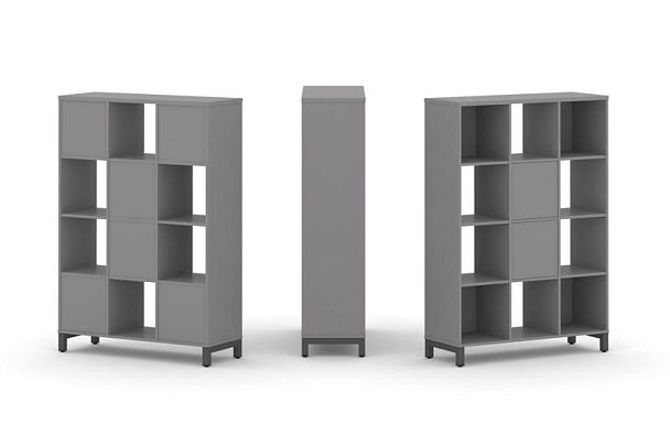 Стайл Проджект Набор стеллажа одностороннего, 4 яруса SN.NS-431 Серый Пепел/Металл Антрацит 1121*400 - Вид 1