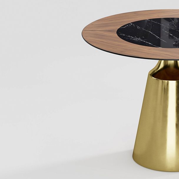 Стол круглый Lucas 120, шпон, керамика глянцевая, черная - Вид 4