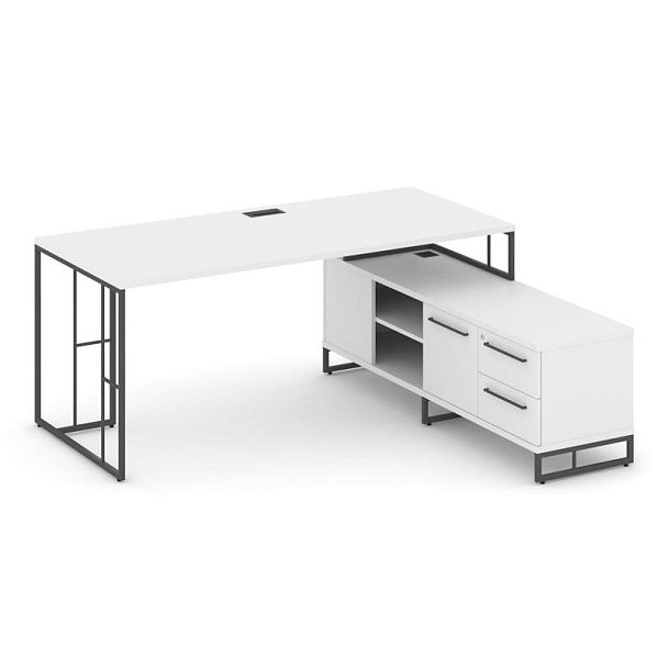 Rift Direct Стол руководителя на опорной тумбой RF.SRT-25 (R) Белый Бриллиант/Металл Антрацит 1780*1600*750 - Вид 1