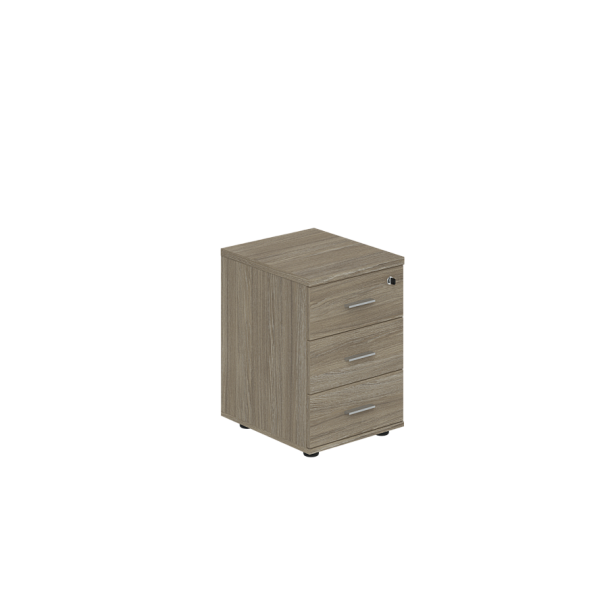 Тумба опорная (мобильная) с 3-мя ящиками + замок 404х462х581 Wing / дуб темный - Вид 1