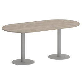Home Office Стол овальный VR.SP-5-180.1 Дуб аттик/Серый металл 1800*900*753 - Фото предпросмотра