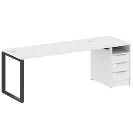 Metal System Р. ст. с тумбой на О-образном м/к БО.РС-СТП-1.5 Белый/Антрацит металл 2212*720*750 - Фото предпросмотра